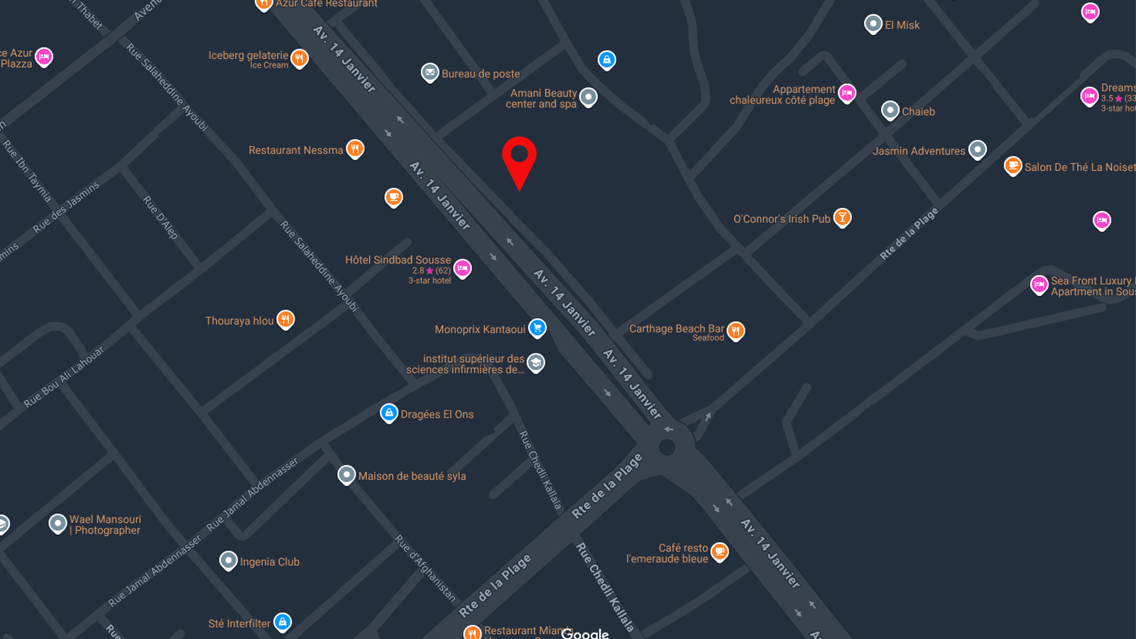 Map showing DICE ARCHI studio location in Hammam Sousse